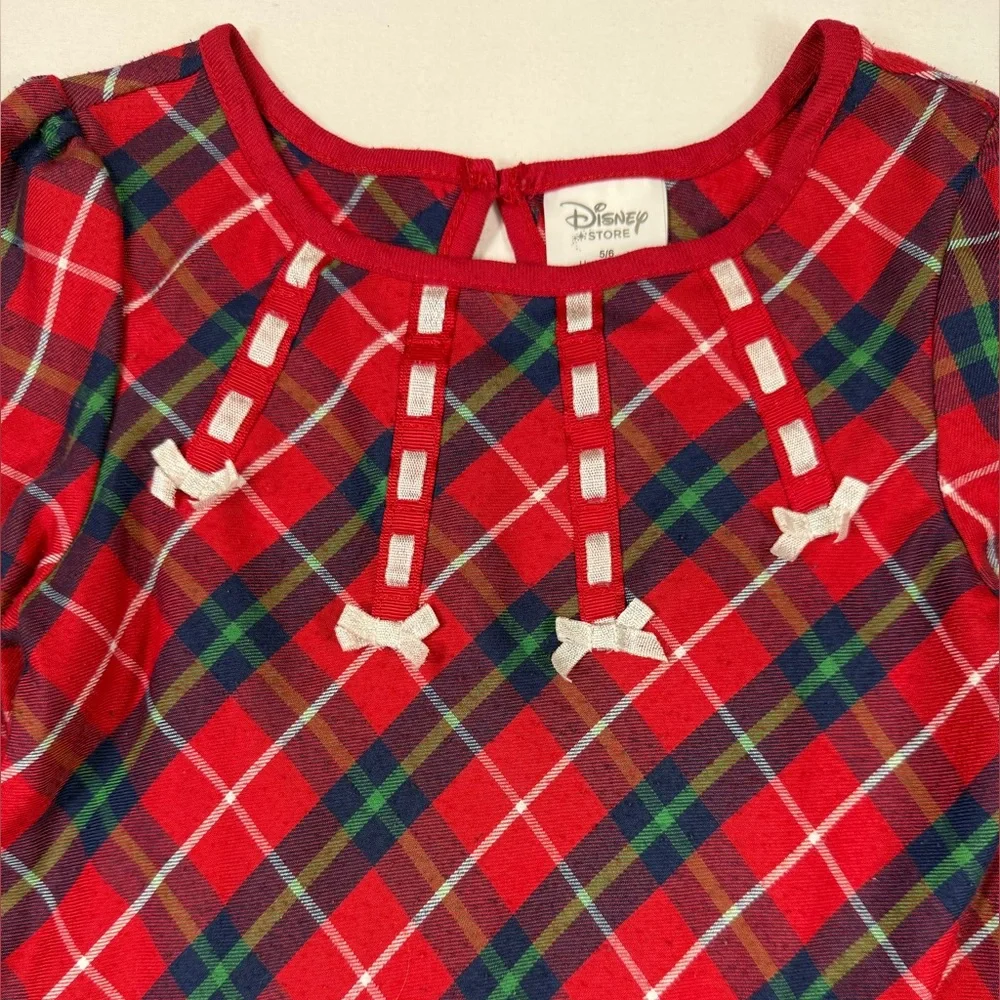 DISNEY STORE Girls Plaid Mickey Minnie Ice Skating Christmas Nightgown 5-6 Cozy‎ - Picture 8 of 12